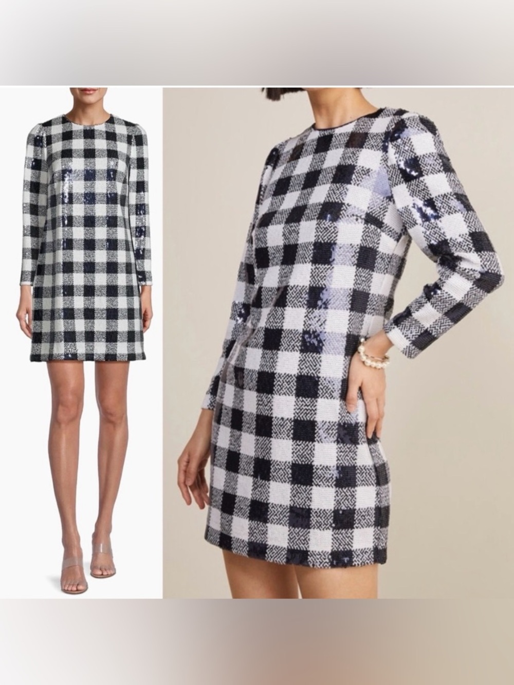 Vineyard Vines
Buffalo Check Sequin Dress size Small s midnight blue / white